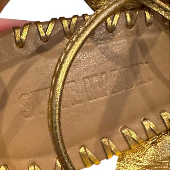 Steve Madden Gossamer Gold Leather Woven Lace-Up Ballet Flat 11 NEW - Picture 5 of 7